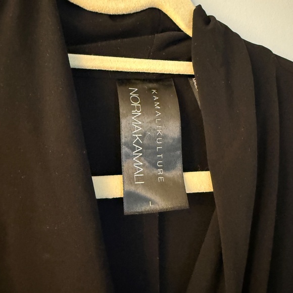 NORMA KAMALI Kamali Kulture faux wrap side drape black dress long sleeve Large - Picture 2 of 5